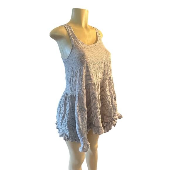 XS Intimately Free People Gray Polka Dot Lace Voile Trapeze Slip Mini Dress Top - Picture 1 of 6